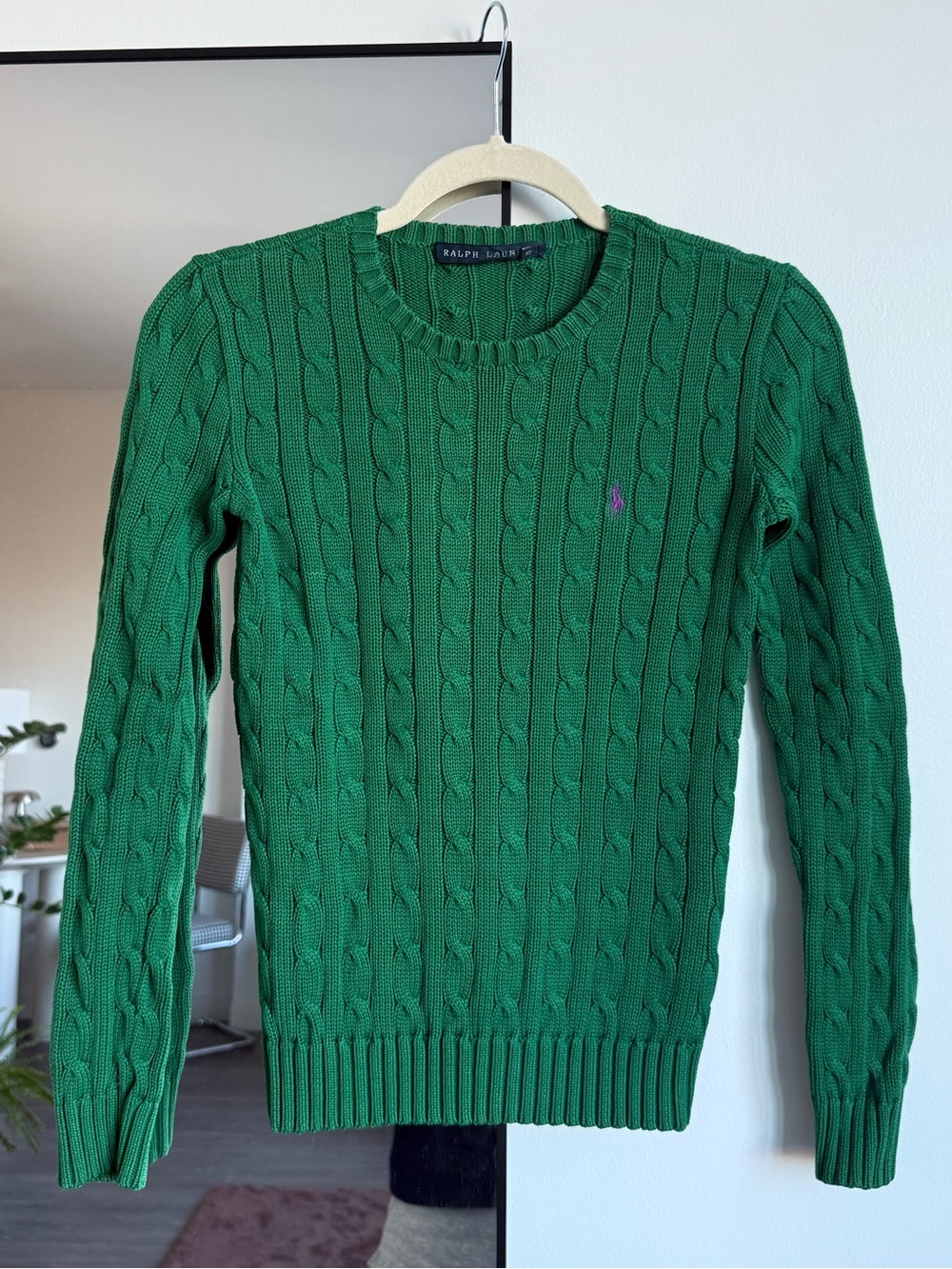 Ralph Lauren Green Cable Knit Cotton Sweater XS - women’s